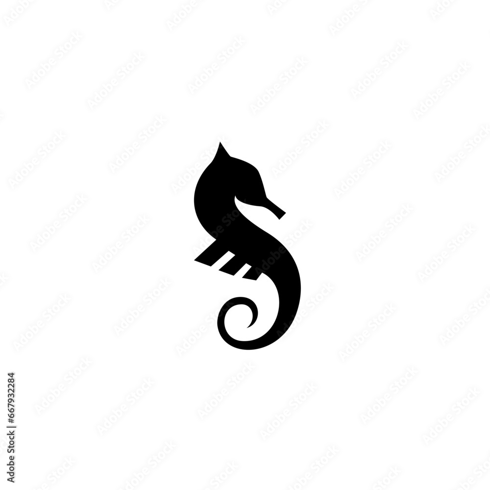 seahorse logo design template in flat style seahorse logo design template in flat style