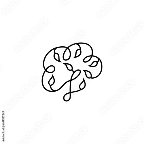 brain tree logo design in continuous line style