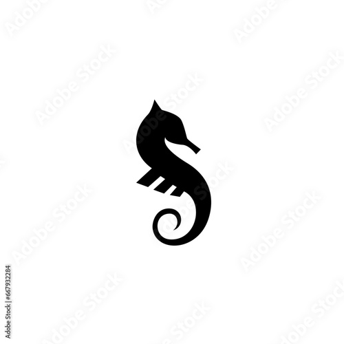 seahorse logo design template in flat style