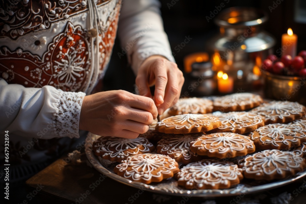 Making Christmas cookies. Making Christmas cookies.