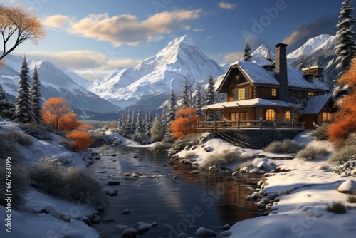 Christmas landscape in the mountains