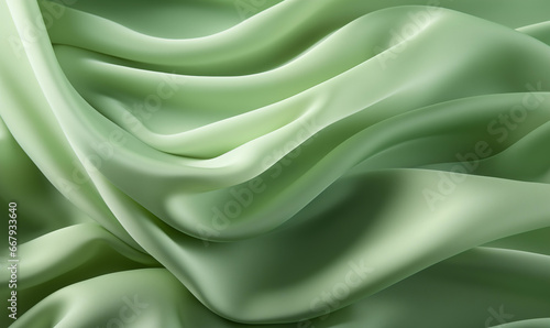 Acercamiento a una tela sintética arrugada de color verde menta photo