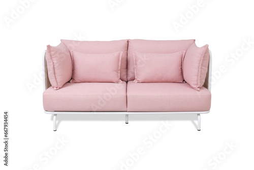 unique design sofa in pink with white background fabric