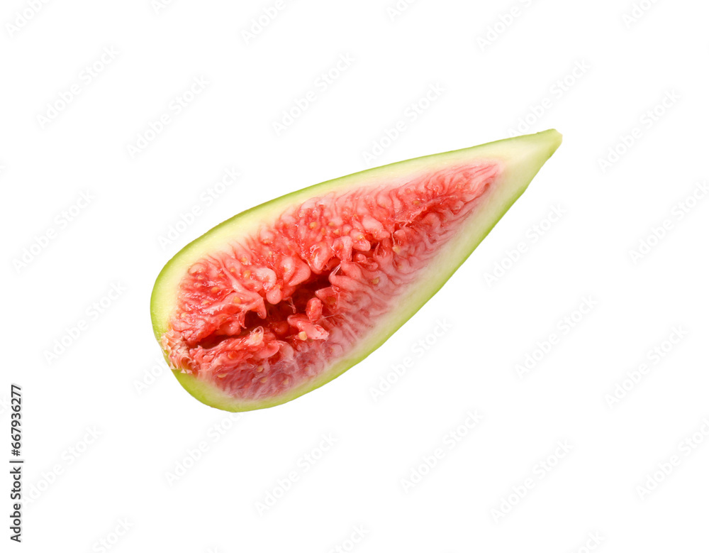 Slice of fresh green fig isolated on white