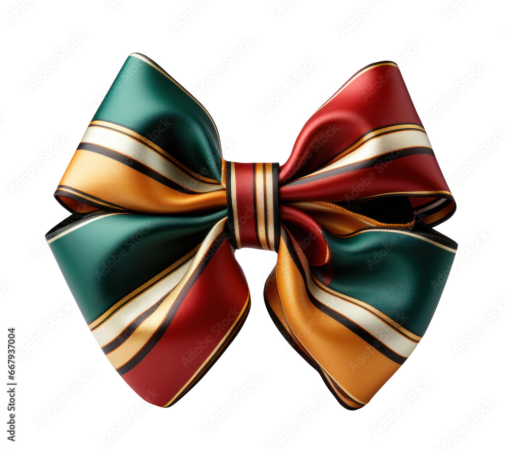 Ribbon bow tie Green Red Golden Christmas pattern isolated on transparent background. cutout, PNG file. for product presentation. banner, poster, card, t shirt, sticker Ribbon bow tie Green Red Golden Christmas pattern isolated on transparent background. cutout, PNG file. for product presentation. banner, poster, card, t shirt, sticker