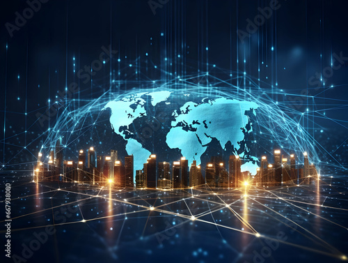 Wallpaper Mural Business and economic growth and development, Business and digital communication, World business communication, Business Photo with world map Torontodigital.ca