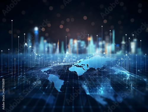 Wallpaper Mural Business and economic growth and development, Business and digital communication, World business communication, Business Photo with world map Torontodigital.ca