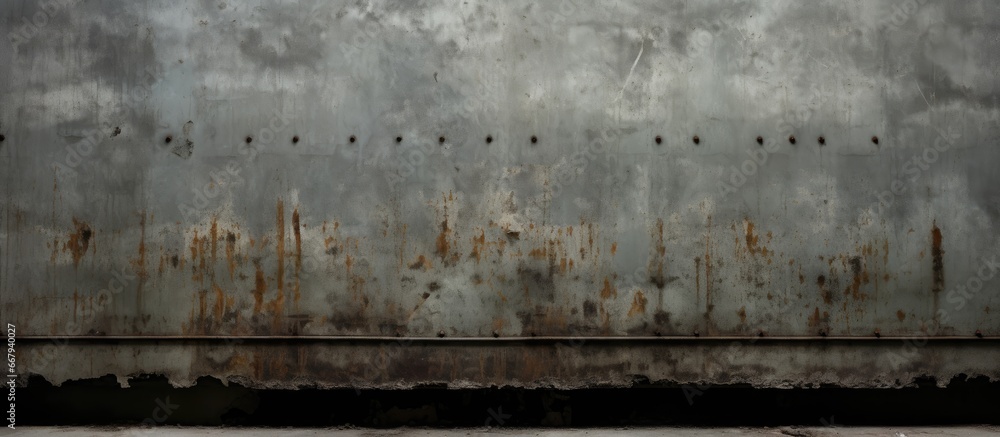 Fototapeta premium Rusty metal and gray concrete slab forming an old Soviet bomb shelter