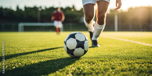 A soccer player with the ba...