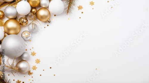 Christmas elements border top view copy space plain black and white background