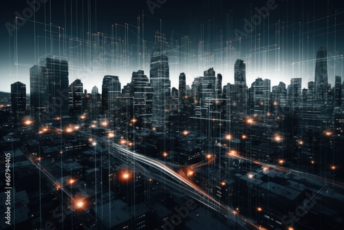 Wallpaper Mural Futuristic High Speed Light Tail with Night City Background Torontodigital.ca