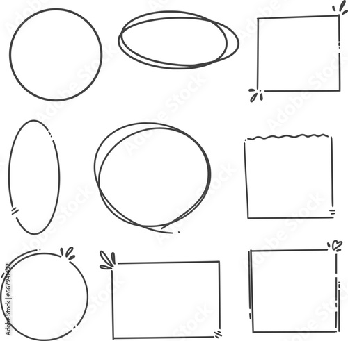 set of handdrawn frames doodle
