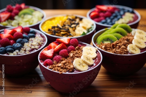 Vibrant acai bowls at a health-conscious eatery photo