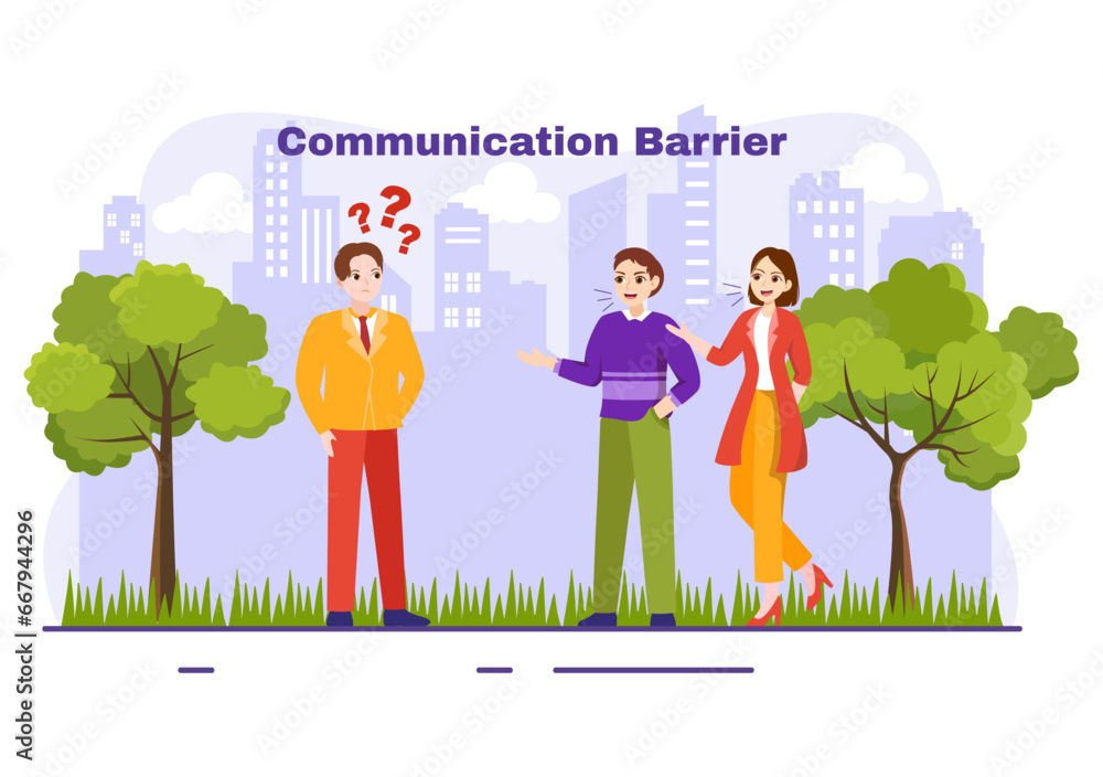 Communication Barrier Vector Illustration with Bad Communications, Disagreements and Problems to Misunderstanding Create Confusion in Flat Background Communication Barrier Vector Illustration with Bad Communications, Disagreements and Problems to Misunderstanding Create Confusion in Flat Background