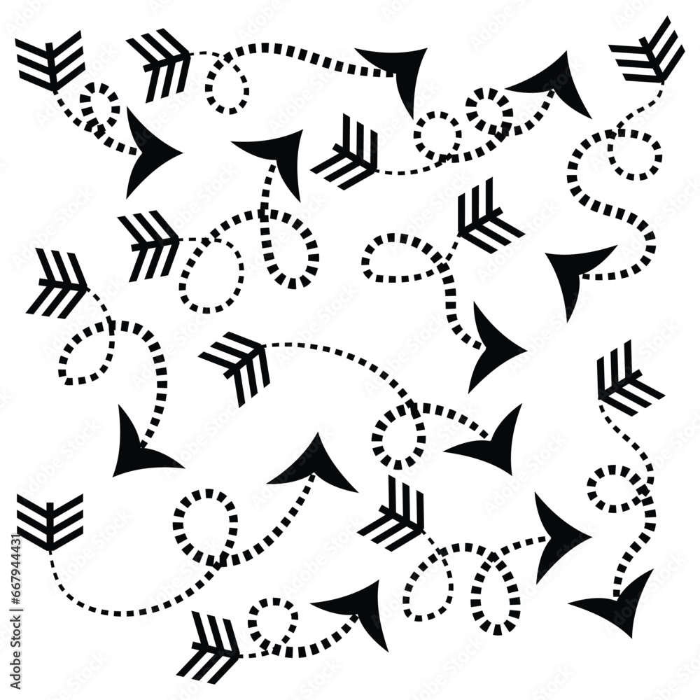 Hand drawn Set of Arrow Elements in Doodle Style.  Vector arrows set. 