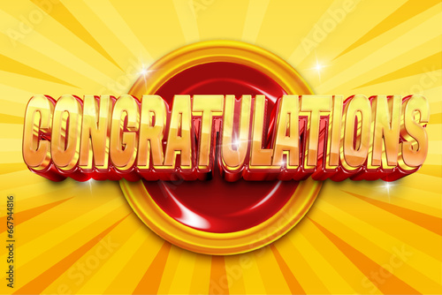 Congratulations congrats prize celebrate poster big winner sign 3d vector