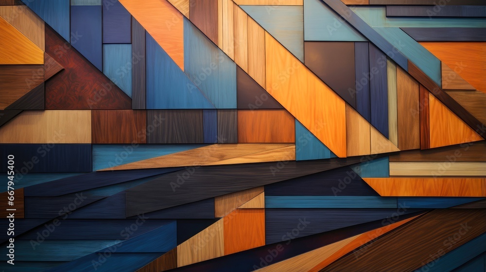 Fototapeta premium Wood marquetry wall parquet, abstract pattern background