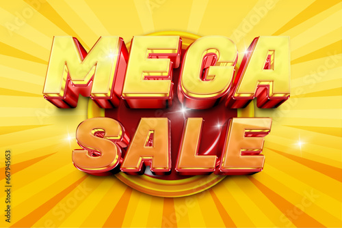 Mega sale 3D Vector Illustration Promotion Big. banner template design. web banner for mega sale promotion discount