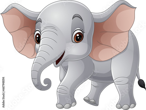 Cartoon elephant on white background