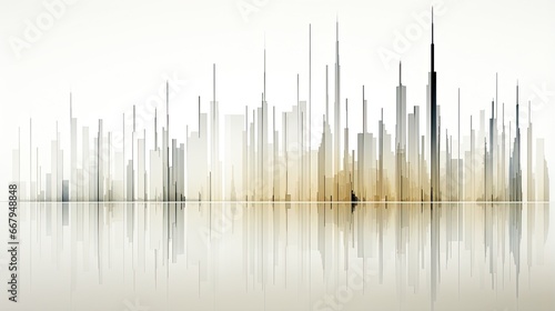 AI-generated abstract minimalist, muted city skyline and reflection. MidJourney.