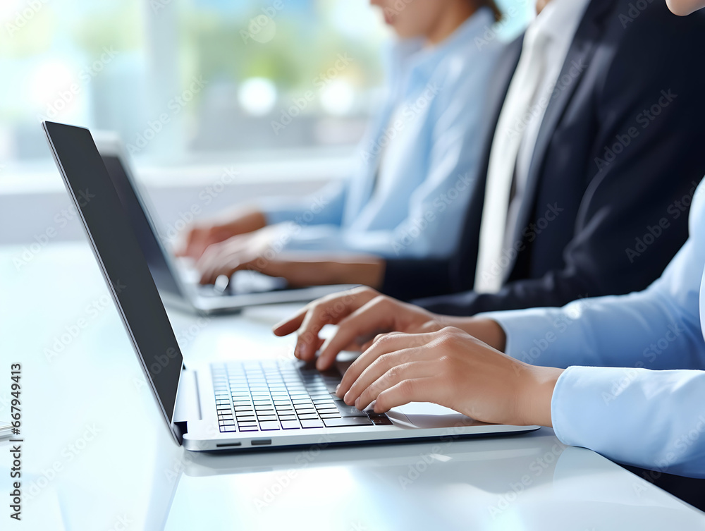 Business person using laptop and man or woman operating laptop and making a note, Business Office photo, Business Working environment, AI generated Photo Business person using laptop and man or woman operating laptop and making a note, Business Office photo, Business Working environment, AI generated Photo