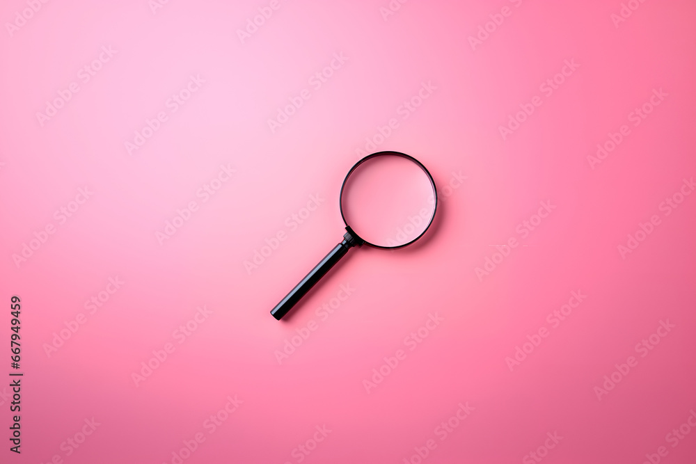 A magnifying glass isolated on pink background A magnifying glass isolated on pink background