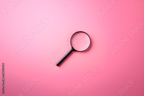 A magnifying glass isolated on pink background