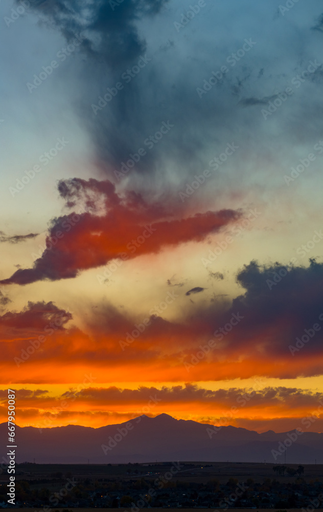 Rocky Mountain sunset in late fall over longs peak Colorado. Rocky Mountain sunset in late fall over longs peak Colorado.