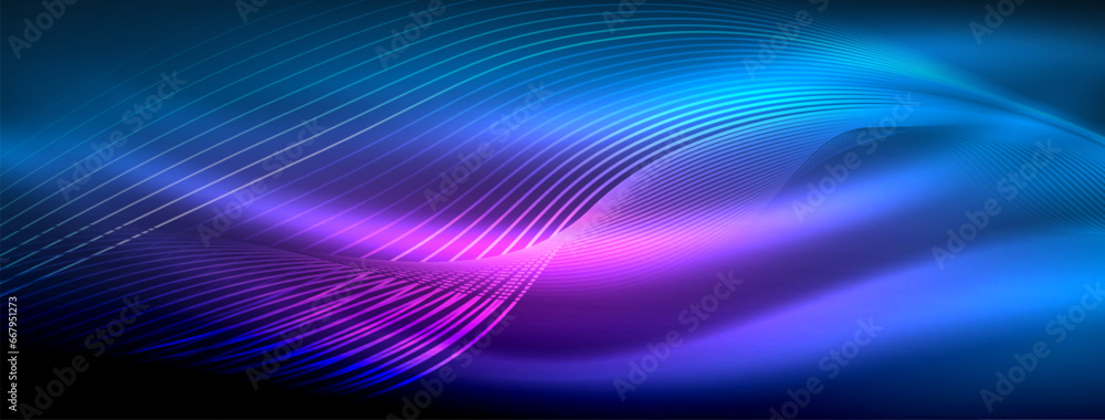 Glowing neon wave abstract background - vibrant, luminescent waves pulsate in a captivating and electrifying display Glowing neon wave abstract background - vibrant, luminescent waves pulsate in a captivating and electrifying display