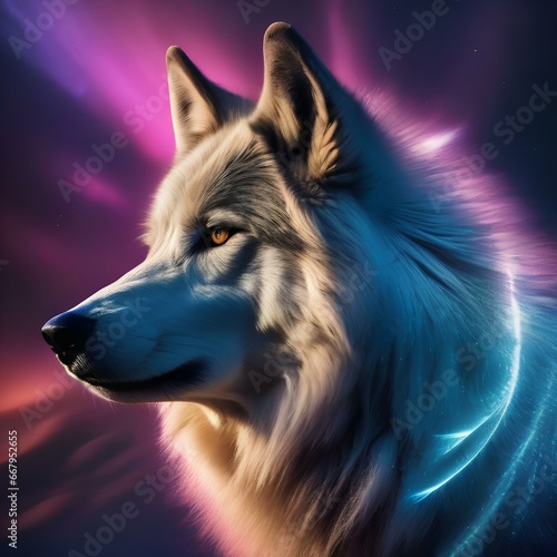 A luminous, spectral wolf with fur made of comet trails, howling beneath a cosmic aurora2 © Ai.Art.Creations