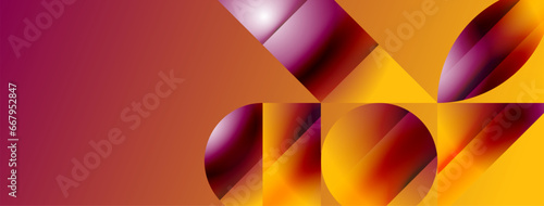 Serene gradient template. Circles and triangles mingle in minimalist perfection. Gentle fusion of forms and hues creates balanced yet captivating backdrop, embodying modern sophistication