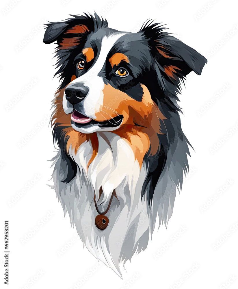 Fototapeta premium Australian Shepherd Clipart png dog clipart printable australian shepherd head, transparent, 300 dpi for tshirt, mug, stickers, tumbler