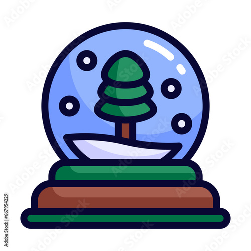 Snow globe line filled icon