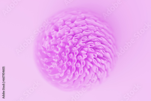 3d wavy fluorescent  pink  sphere. Abstract shapes . iridescent glossy waves.  3d illustration.