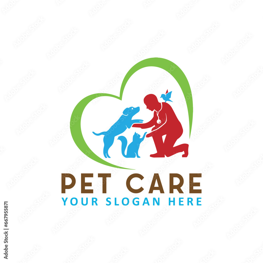 pet dog cat care clinic logo design vector pet dog cat care clinic logo design vector