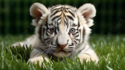 tiger in grass HD 8K wallpaper Stock Photographic Image 
