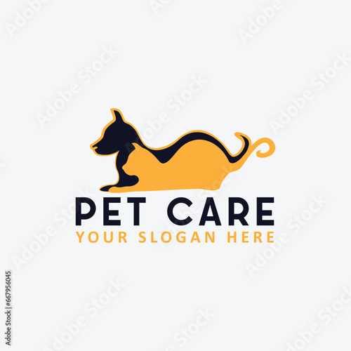 pet dog cat care clinic logo design vector