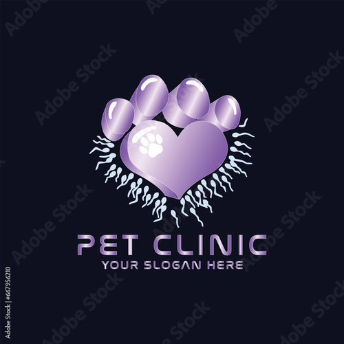 pet dog cat care clinic logo design vector