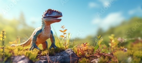 Cute dinosaur figure. Generative AI technology. © Hero Design
