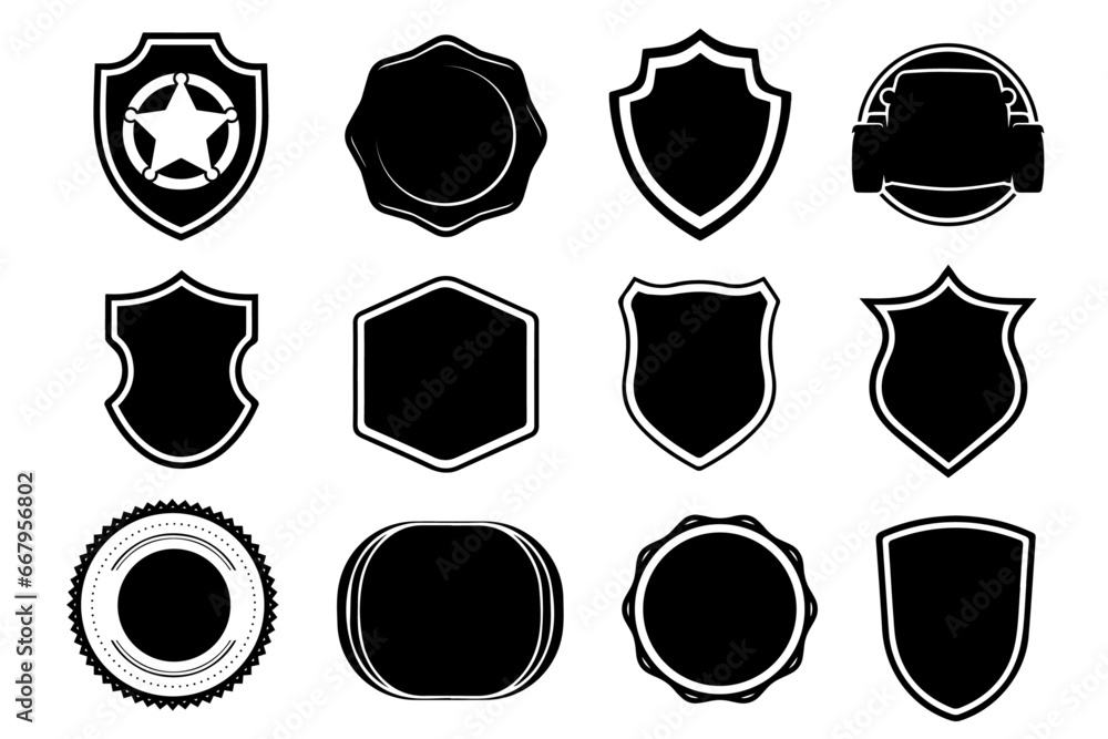 Black retro vintage sticker label. Vintage frames and labels vector set. Royal badges, insignias, sale stickers. Old frame shape and corner icon collections. Decorative label and retro shape vector - obrazy, fototapety, plakaty 