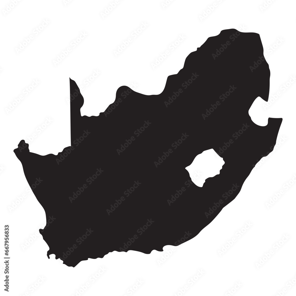 South Africa map. Map of South Africa in details in black