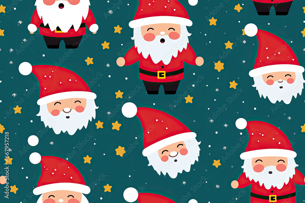 Father Christmas festive seamless pattern background