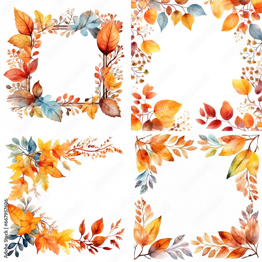 Watercolor of fall foliage banner Watercolor of fall foliage banner