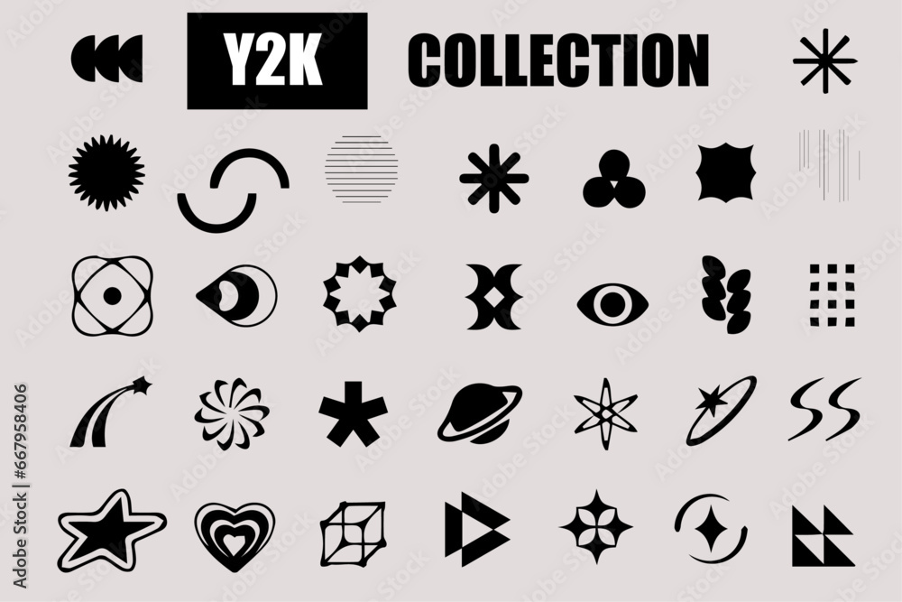 Y2k vector elements. Bauhaus geometric brutalism forms sticker. Retro brutalist Y2k style graphic design. Star burst sticker vector set. Stars collection icons. Vector illustration. star blank label Y2k vector elements. Bauhaus geometric brutalism forms sticker. Retro brutalist Y2k style graphic design. Star burst sticker vector set. Stars collection icons. Vector illustration. star blank label
