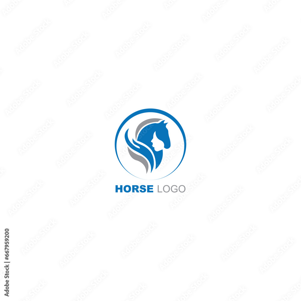 Horse and Woman face combine logo with Hand symbol design template Horse and Woman face combine logo with Hand symbol design template