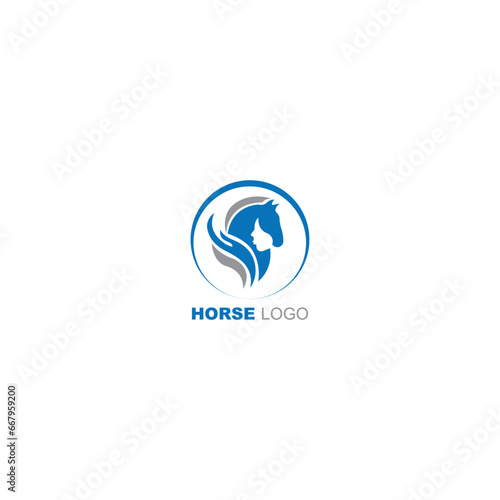Horse and Woman face combine logo with Hand symbol design template