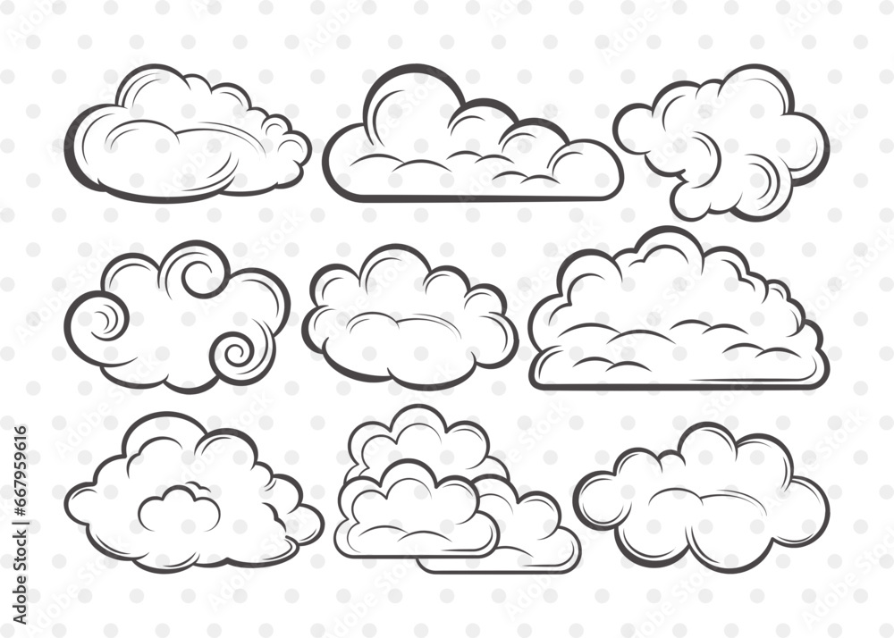 Vettoriale Stock Cloud Clipart SVG Cut File | Rain Cloud Svg | Weather ...