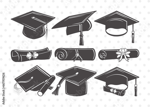 Graduation Cap Clipart SVG Cut File | Cap Svg | Graduation Svg | Grad Cap Svg | Bundle | Eps | Dxf | Png