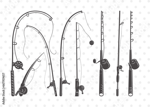 Fishing Rod Clipart SVG Cut File | Fishing Rod Svg | Fishing Pole Svg | Fishing Hook Svg | Bundle | Eps | Dxf | Png photo