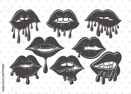 Dripping Lips Clipart SVG Cut File | Women Lips Svg | Sexy Lips Svg | Kiss Lips Svg | Dripping Lips Bundle